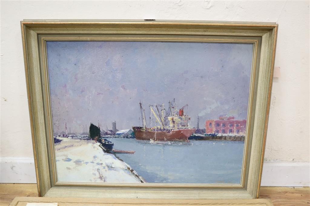 Geoffrey Chatten (1938-) Baker Street Quay, Gorleston 44 x 59cm